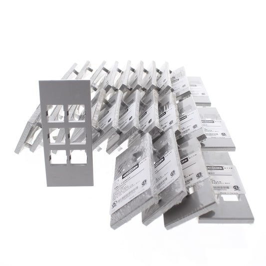 Hubbell HBLLT309GY Gray 1-Gang 6-Port, Lucent PVC Rigid Custom Wallplate 25pcs