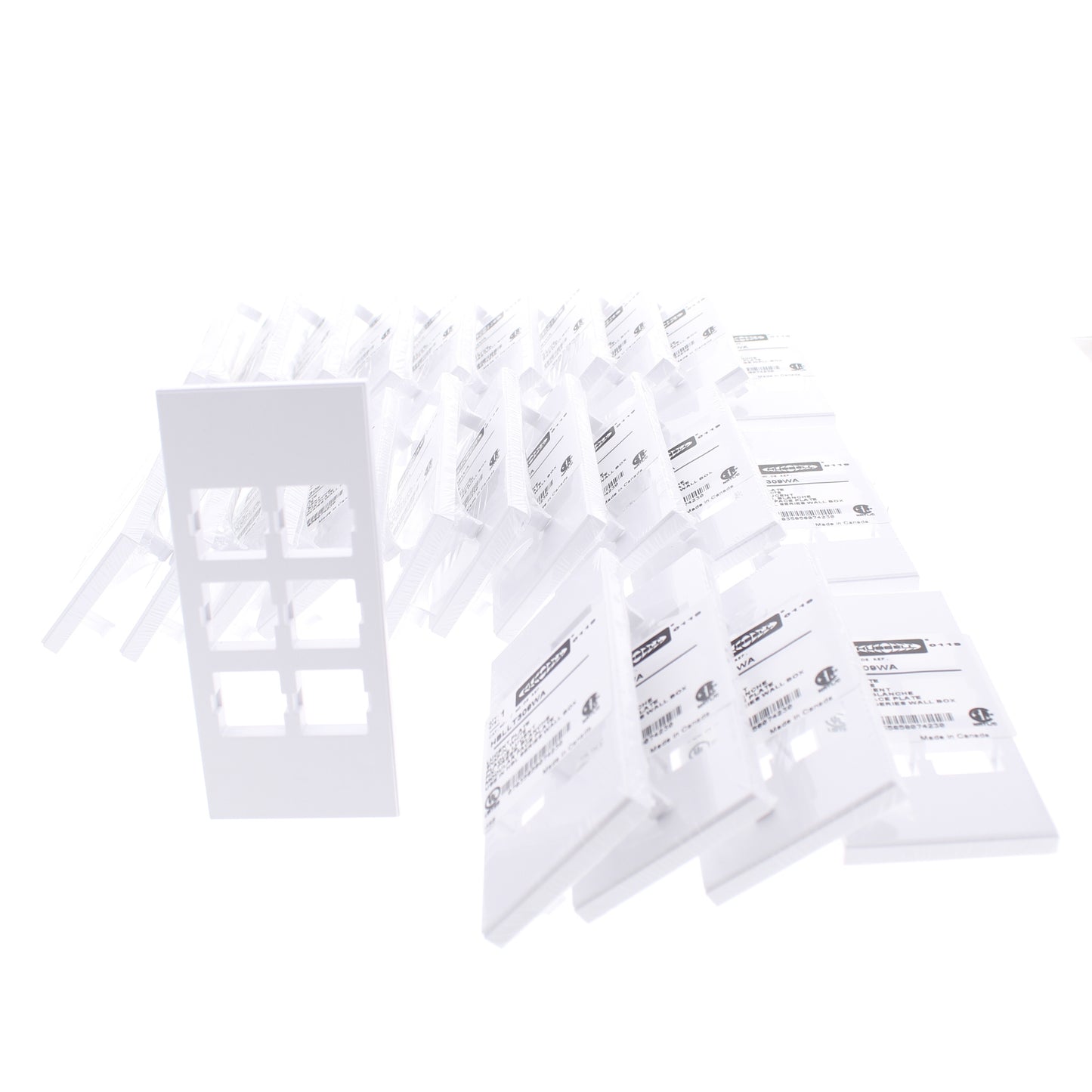 Hubbell HBLLT309WA White 1-Gang 6-Port, Lucent PVC Rigid Custom Wallplate 25pcs
