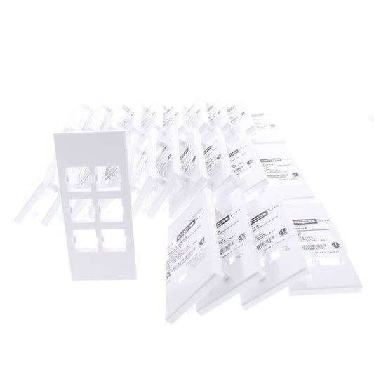 Hubbell HBLLT309WA White 1-Gang 6-Port, Lucent PVC Rigid Custom Wallplate 25pcs