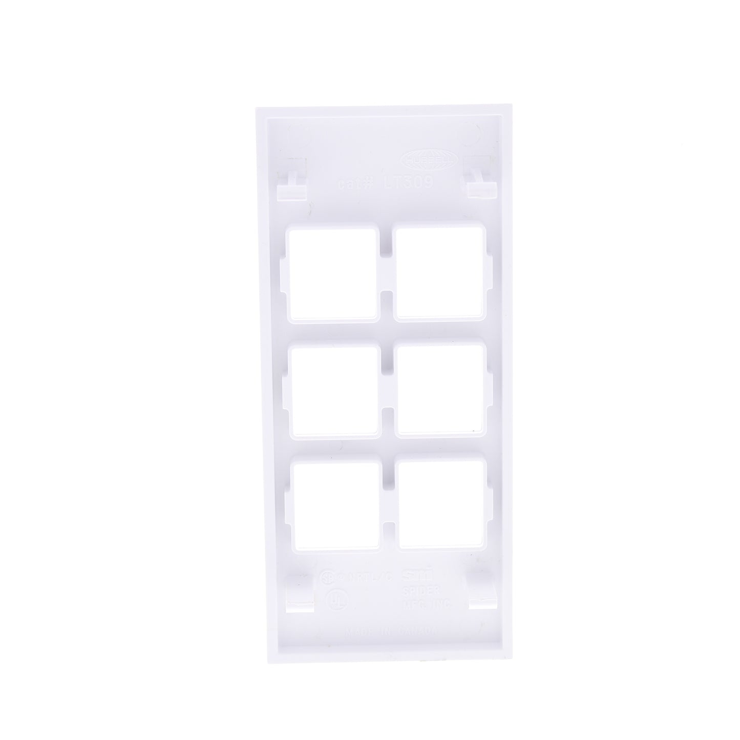 Hubbell HBLLT309WA White 1-Gang 6-Port, Lucent PVC Rigid Custom Wallplate 25pcs