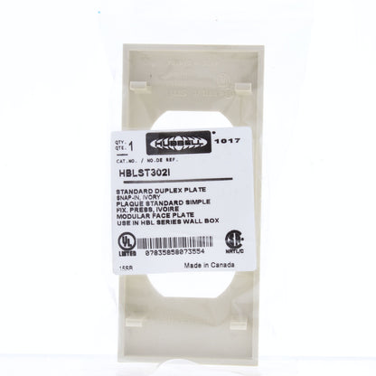 Hubbell HBLST302I Ivory 1-Gang Duplex Outlet PVC Rigid Custom Wallplate Cover