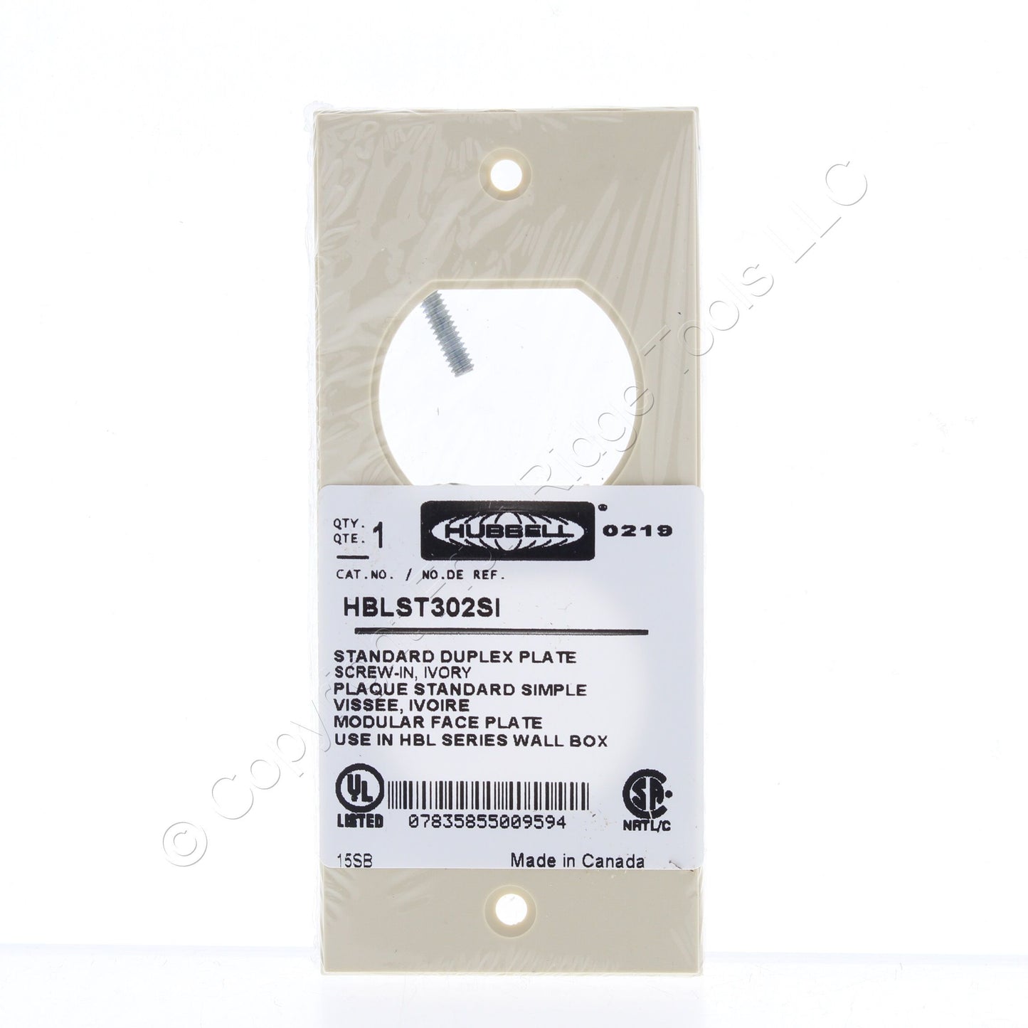 Hubbell HBLST302SI Ivory 1-Gang Duplex Outlet PVC Rigid Custom Wallplate Cover