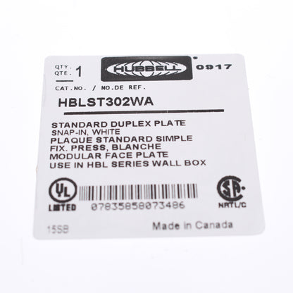 Hubbell HBLST302WA White 1-Gang Duplex Outlet PVC Rigid Custom Wallplate Cover