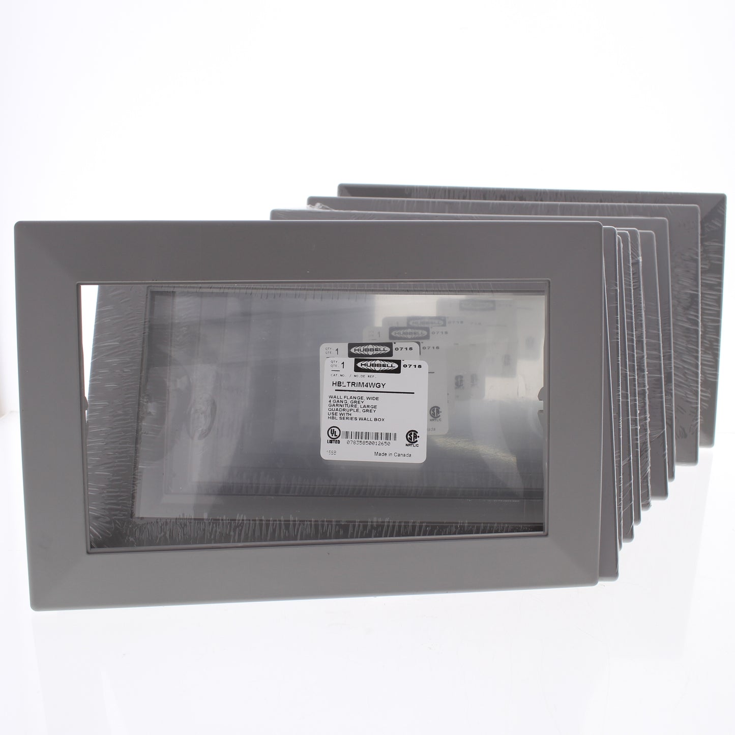 Hubbell HBLTRIM4WGY Gray 4-Gang Custom Plastic Standard Wallplate Cover 10-pack