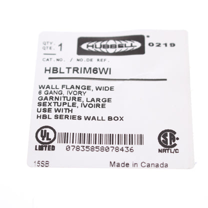 Hubbell HBLTRIM6WI Ivory 6-Gang Plastic Wallplate Cover Flange for HBL Wall Box