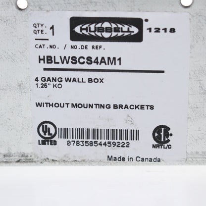 Hubbell Multi-Connect 4-Gang Recessed Electrical Wallbox for Drywall HBLWSCS4AM1