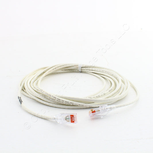 Hubbell HCL6W20 Cat6 White 20ft Ethernet Network Cable Low Diameter Patch Cord