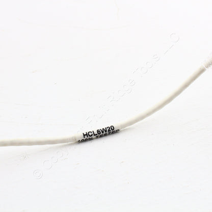 Hubbell HCL6W20 Cat6 White 20ft Ethernet Network Cable Low Diameter Patch Cord