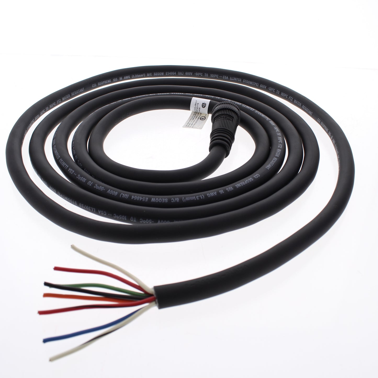 Hubbell Mini-Quick Cable Female Plug 7P8W Quick-Connect 16AWG 9A 12 Ft HCNS08112