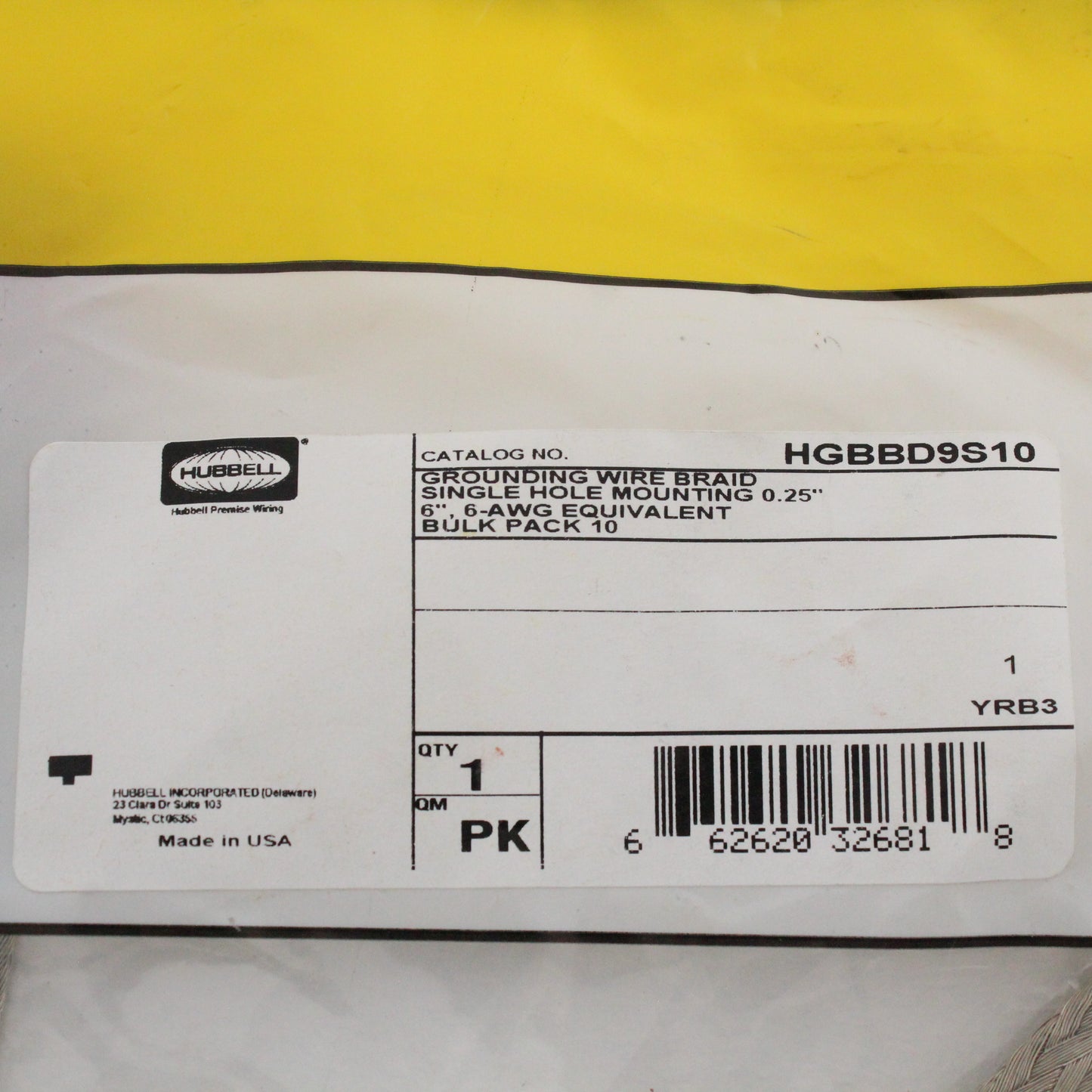 10 Hubbell 9" Braided Jumper Straps Grounding Bonding Cable 6AWG HGBBD9S10