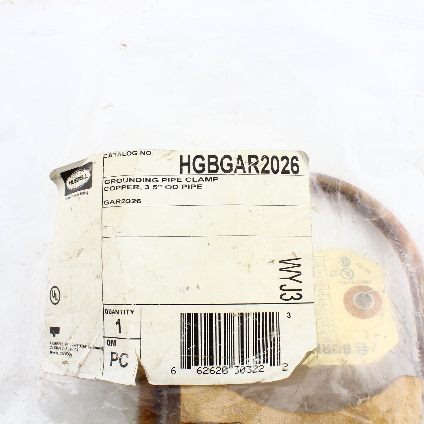 Hubbell HGBGAR2026 Grounding Bonding Pipe Clamp Copper Alloy 3" IPS #4-2/0 AWG