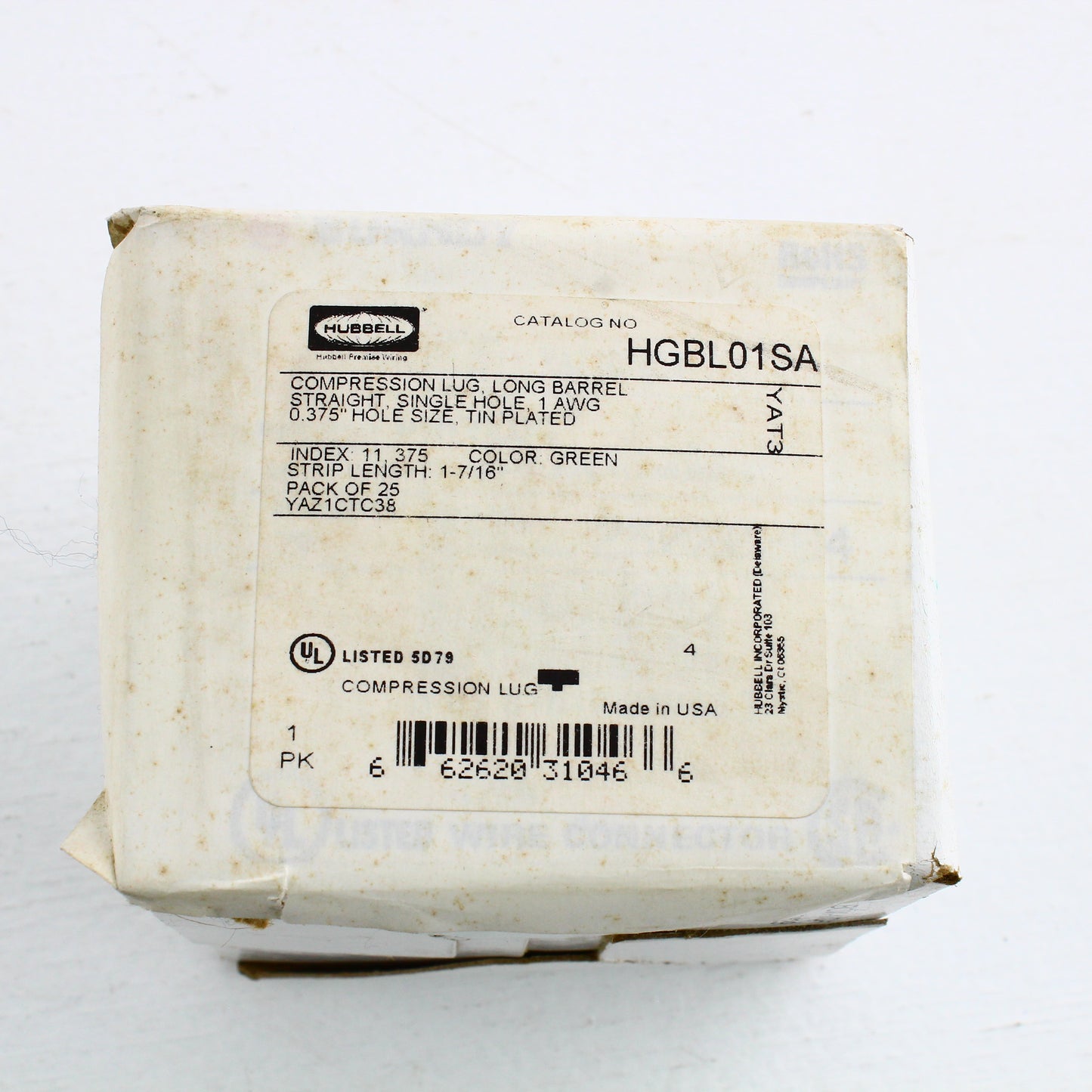 25 Hubbell Bonding Grounding Compression Lugs 1AWG 3/8" Hole Green #11 HGBL01SA