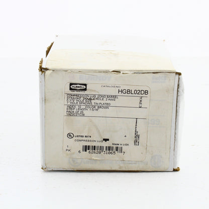 Hubbell HGBL02DB Bonding #10 Grounding Compression Lug 2AWG 3/8" Hole Brown 25pc