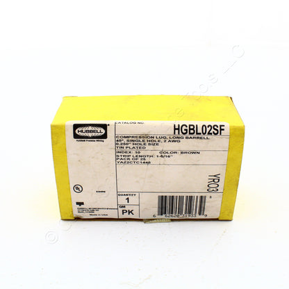 25 Hubbell Bonding Ground Compression Lugs 45� 2AWG 1/4" Hole Brown #10 HGBL02SF