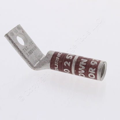 Hubbell Bonding Grounding Compression Lug 45� 2AWG 1/4" Hole Brown #10 HGBL02SF