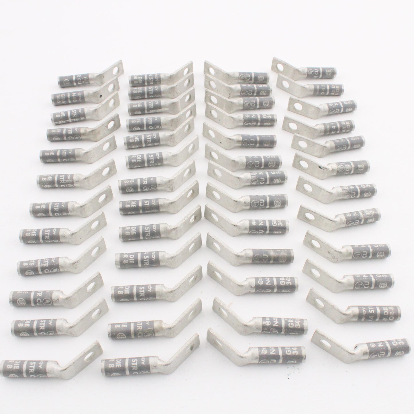 50 Hubbell Bonding Grounding Compression Lugs 45� 4AWG 1/4"Hole Gray #8 HGBL04SF