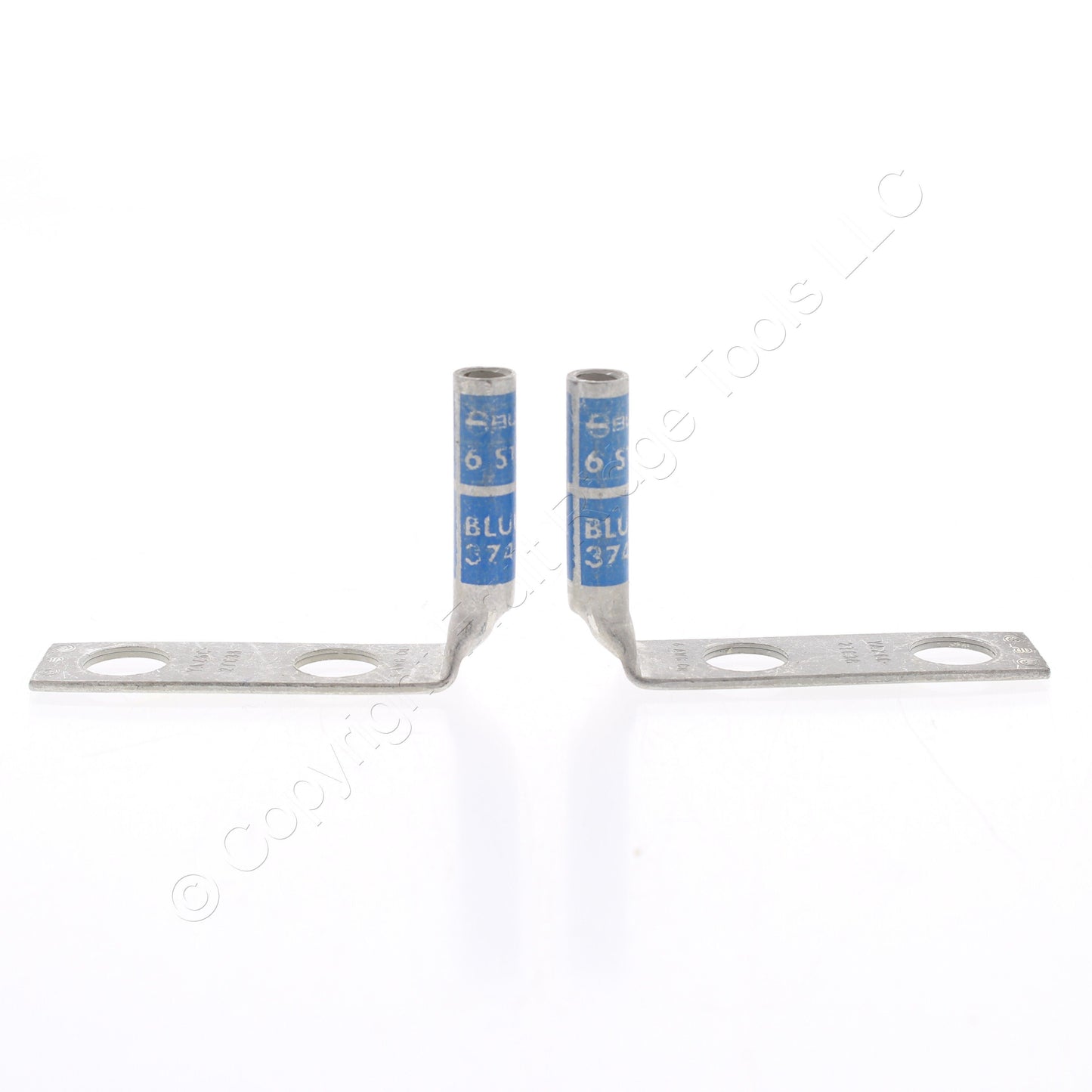 2 Hubbell Bonding Ground Compression Lugs 90� 6AWG 3/8" Holes Blue #7 HGBL06DB90