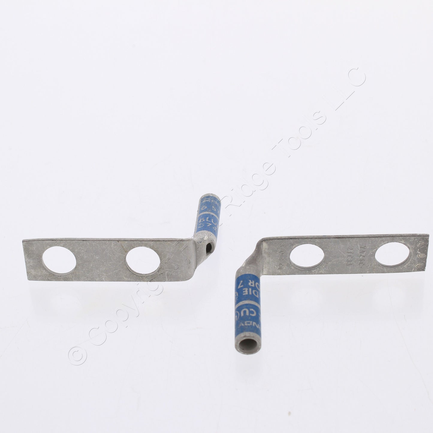 2 Hubbell Bonding Ground Compression Lugs 90� 6AWG 3/8" Holes Blue #7 HGBL06DB90