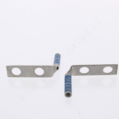 2 Hubbell Bonding Ground Compression Lugs 90� 6AWG 3/8" Holes Blue #7 HGBL06DB90