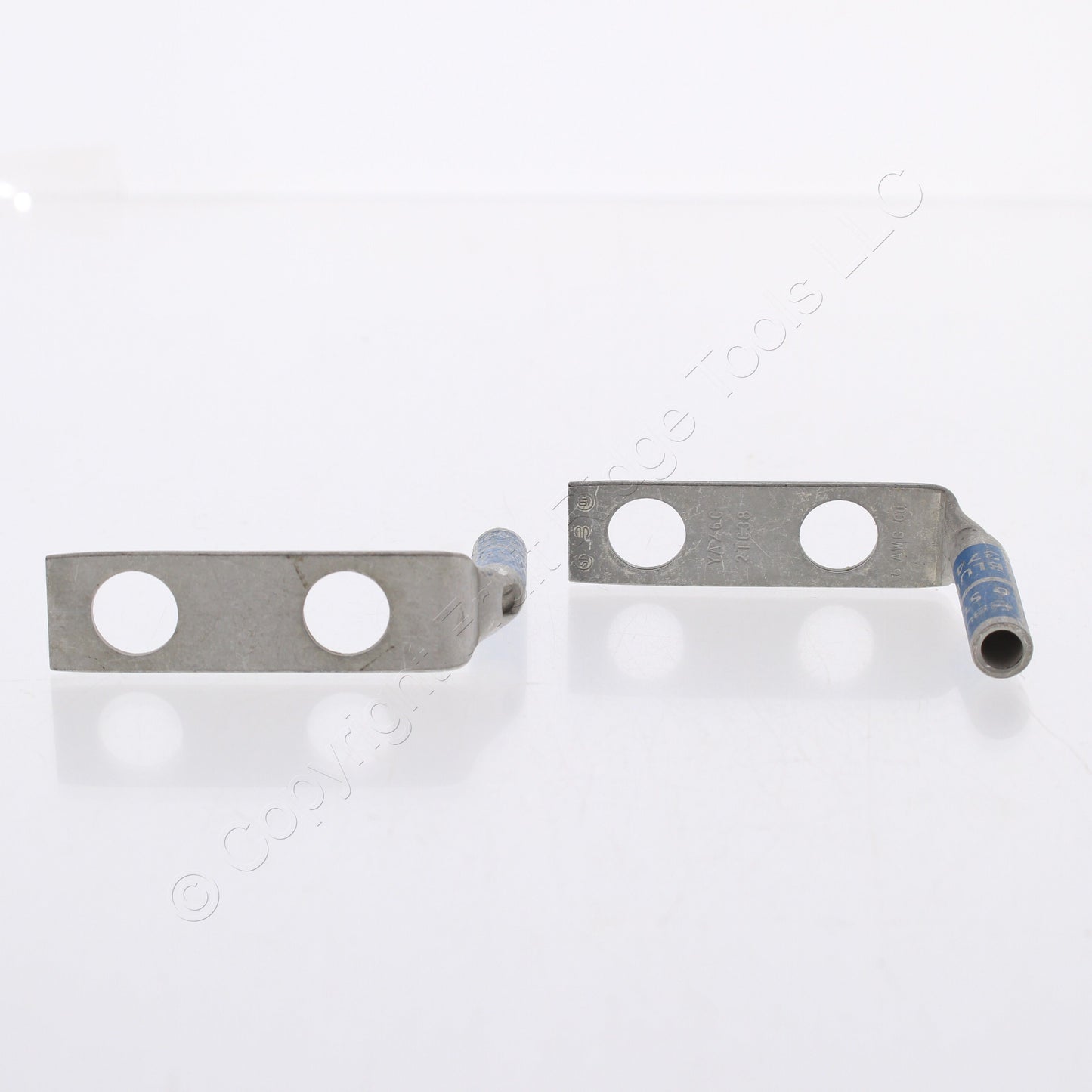 2 Hubbell Bonding Ground Compression Lugs 90� 6AWG 3/8" Holes Blue #7 HGBL06DB90