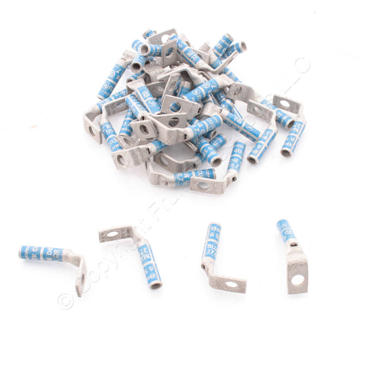 42 Hubbell Bonding Grounding Compression Lugs 90� 6AWG 1/4"Hole Blue #7 HGBL06SN
