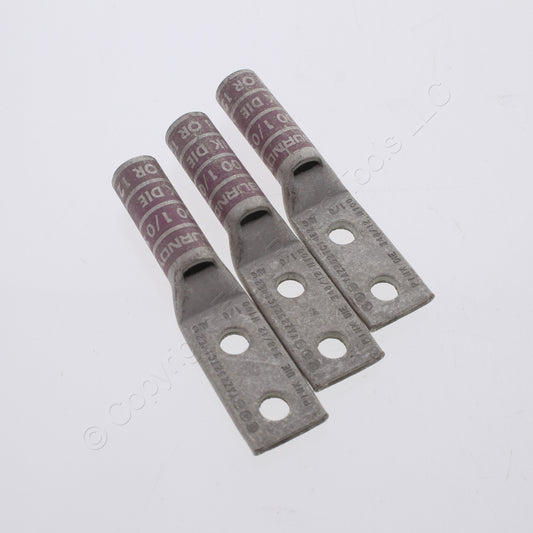 3 Hubbell Bonding Grounding Compression Lugs 1/0 AWG 1/4"Holes Pink #12 HGBL10DA