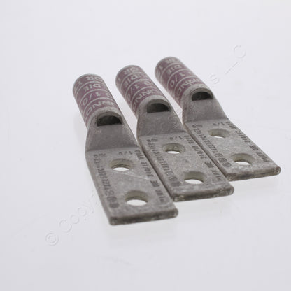 3 Hubbell Bonding Grounding Compression Lugs 1/0 AWG 1/4"Holes Pink #12 HGBL10DA