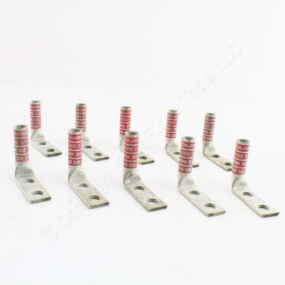 10 Hubbell Bonding Grounding Compression Lugs 90� 1/0 AWG 3/8" Pink HGBL10DB90
