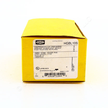 10 Hubbell Bonding Grounding Compression Lugs 1/0 AWG 1/4" Hole Pink #12 HGBL10S