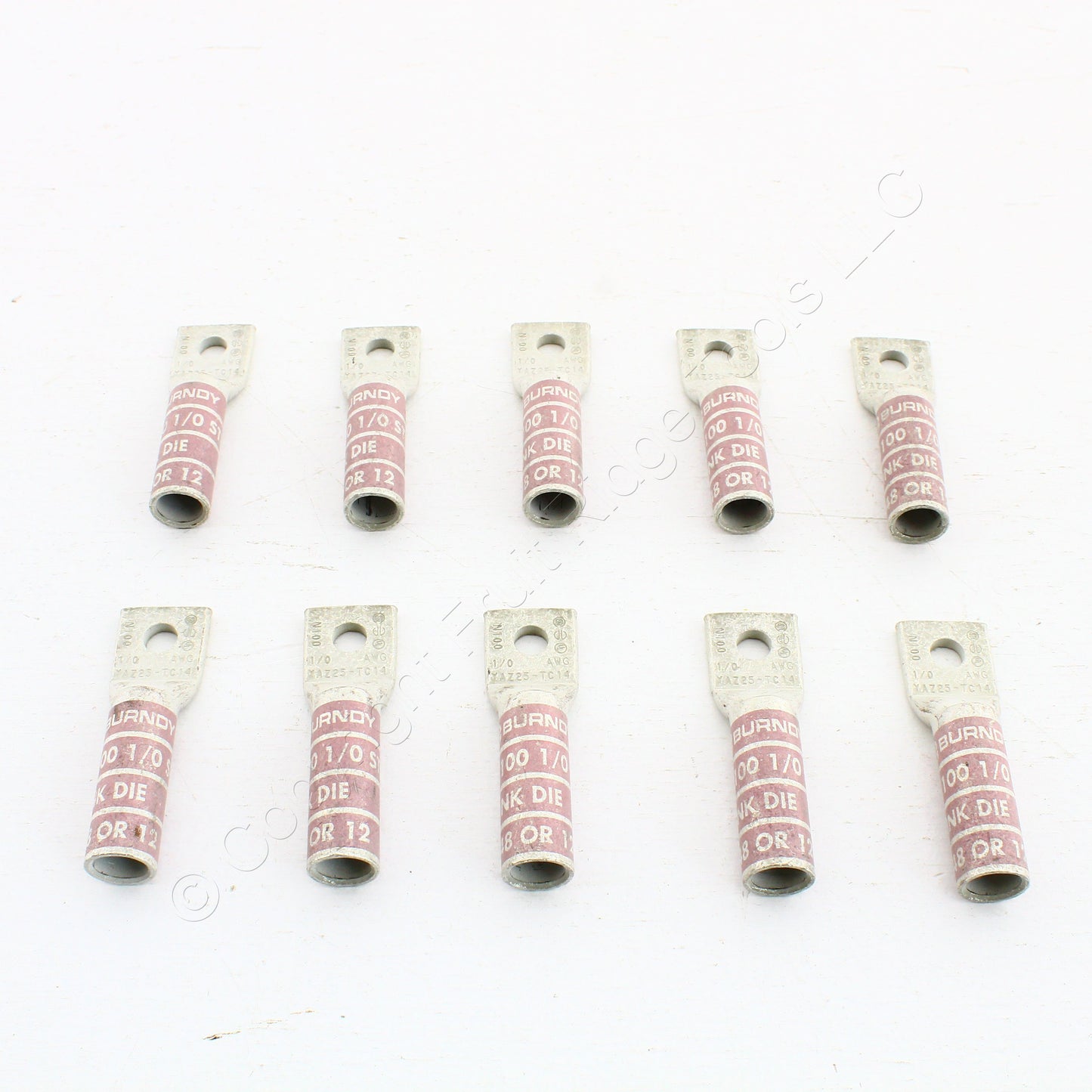 10 Hubbell Bonding Grounding Compression Lugs 1/0 AWG 1/4" Hole Pink #12 HGBL10S