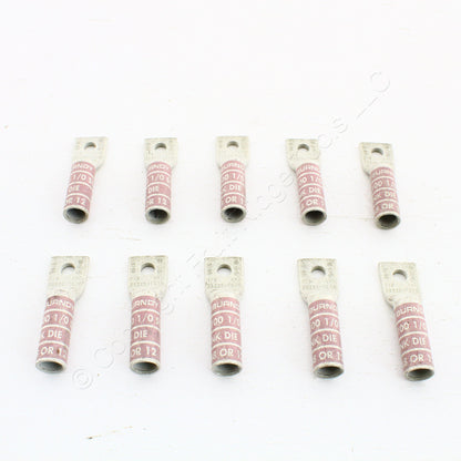 10 Hubbell Bonding Grounding Compression Lugs 1/0 AWG 1/4" Hole Pink #12 HGBL10S