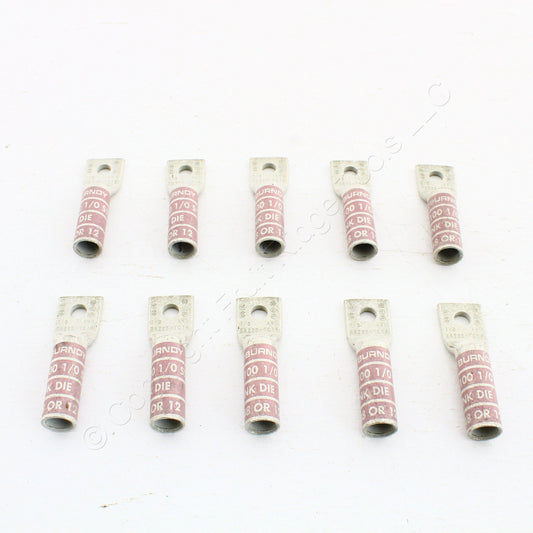 10 Hubbell Bonding Grounding Compression Lugs 1/0 AWG 1/4" Hole Pink #12 HGBL10S