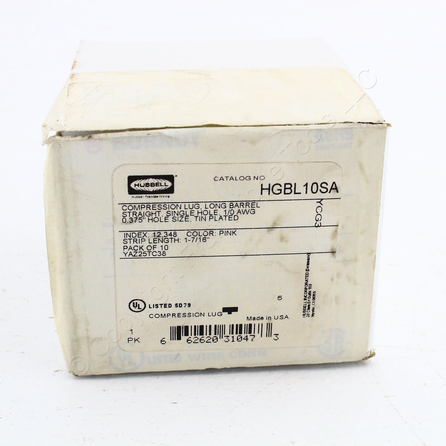 10 Hubbell Bonding Grounding Compression Lugs 1/0 AWG 3/8"Hole Pink #12 HGBL10SA