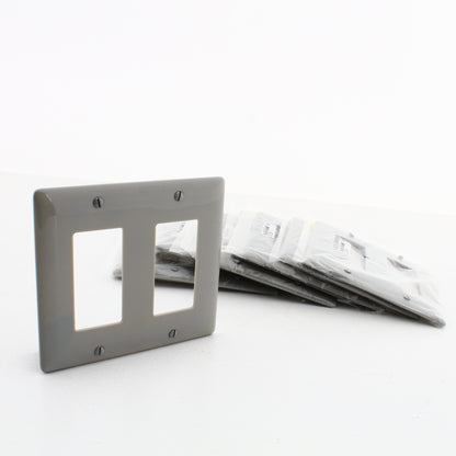 Hubbell HPS2347GY Gray 2-Gang Decorator Nylon Oversized Wallplate Cover 10pcs