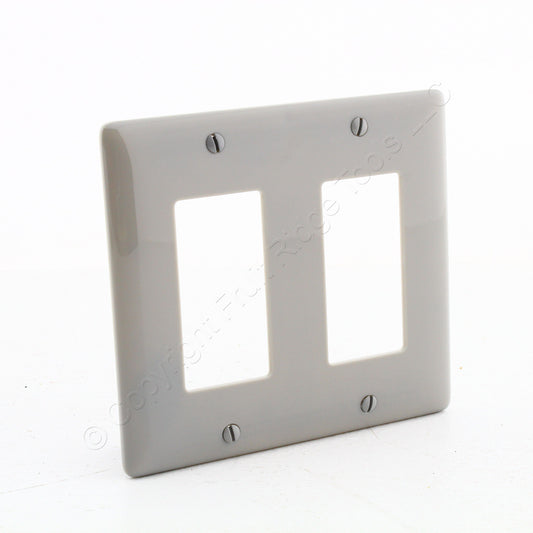 Hubbell HPS2347GY Gray 2-Gang Decorator GFCI GFI Rocker Oversize Nylon Wallplate