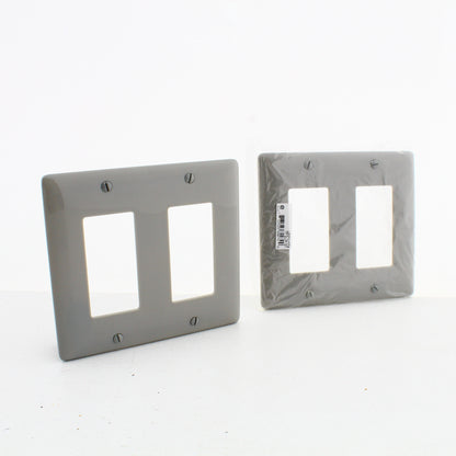 Hubbell HPS2347GY Gray 2-Gang Decorator Nylon Oversized Wallplate Covers 2pcs