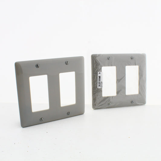 Hubbell HPS2347GY Gray 2-Gang Decorator Nylon Oversized Wallplate Covers 2pcs