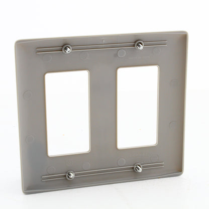 Hubbell HPS2347GY Gray 2-Gang Decorator Nylon Oversized Wallplate Covers 2pcs