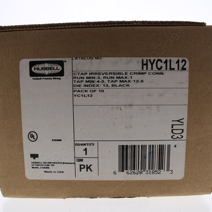 10PK Hubbell Thin Wall Bonding Compression Tap C-Tap #1-12 AWG Index 13 HYC1L12