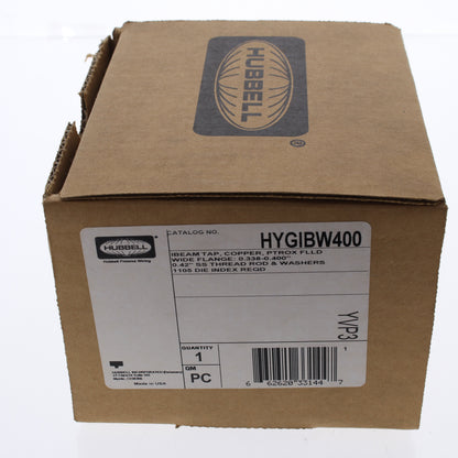 Hubbell Wide Flange I-Beam Grounding Bonding Tap .338-.4" Die HU1105 HYGIBW400