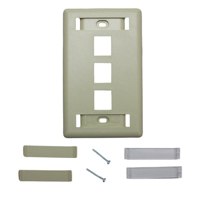 Hubbell IFP13EIGSA Ivory 1-Gang 3-Port Data Unbreakable Nylon Wallplate Cover