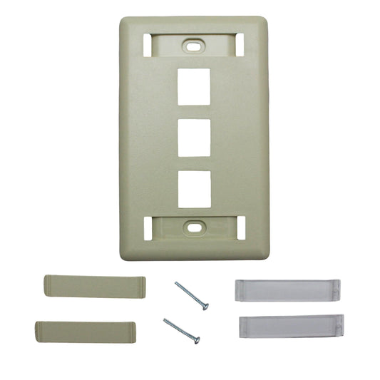 Hubbell IFP13EIGSA Ivory 1-Gang 3-Port Data Unbreakable Nylon Wallplate Cover