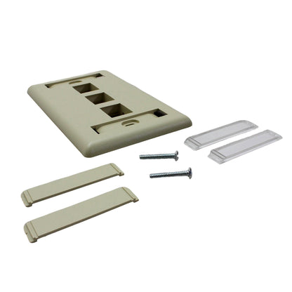 Hubbell IFP13EIGSA Ivory 1-Gang 3-Port Data Unbreakable Nylon Wallplate Cover