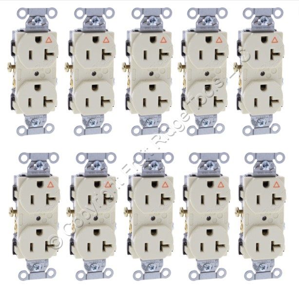 10PK Hubbell Almond Isolated Ground Commercial Receptacle Outlet 20A IG20CRAL
