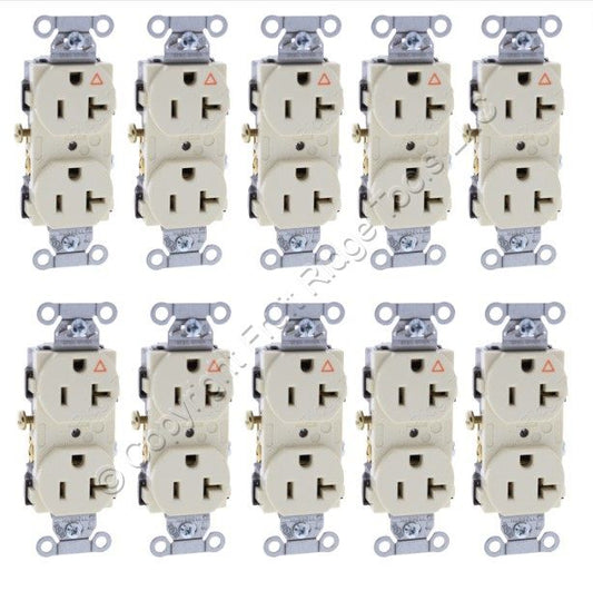 10PK Hubbell Almond Isolated Ground Commercial Receptacle Outlet 20A IG20CRAL