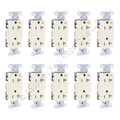 10PK Hubbell Almond Isolated Ground Commercial Decorator Receptacle 20A IG20DRAL
