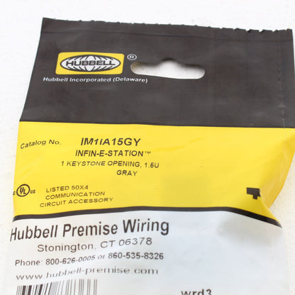 Hubbell IM1IA15GY Gray 1.5 Unit 1-Port iStation Module Recessed Keystone Plate