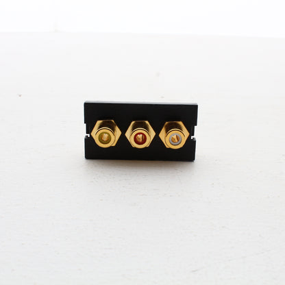 Hubbell Black iStation Module w/3 RCA Jacks Feed Through 1-Unit IM3RF1BK