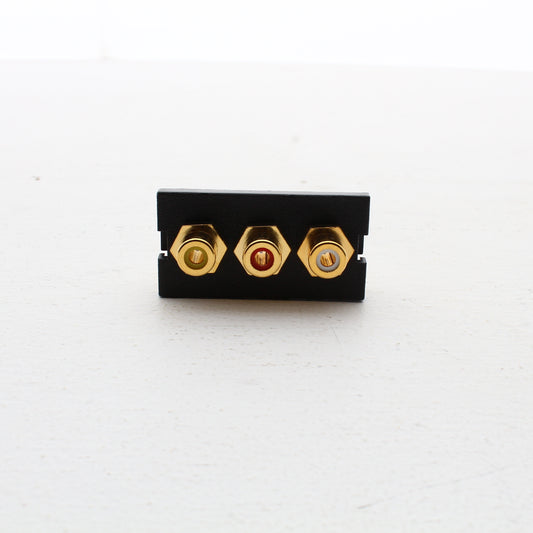 Hubbell Black iStation Module w/3 RCA Jacks Feed Through 1-Unit IM3RF1BK