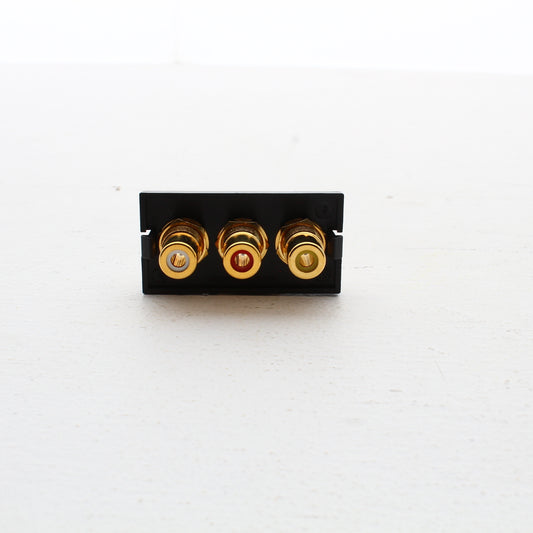 Hubbell Black iStation Module w/3 RCA Jacks Feed Through 1-Unit IM3RF1BK